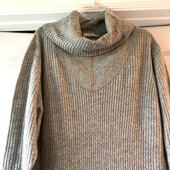 New LUSH Ribbed Turtleneck Tunic Sweater Dress Heather Grey LG - Picture 3 of 5